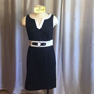 Black sleeveless dress with white trim, in size 4 by ABG